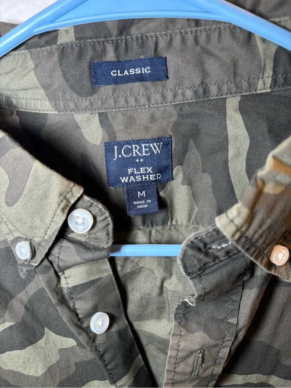 J. Crew Men’s Short-Sleeve Camo Button-Down Shirt - Olive & Dark Green